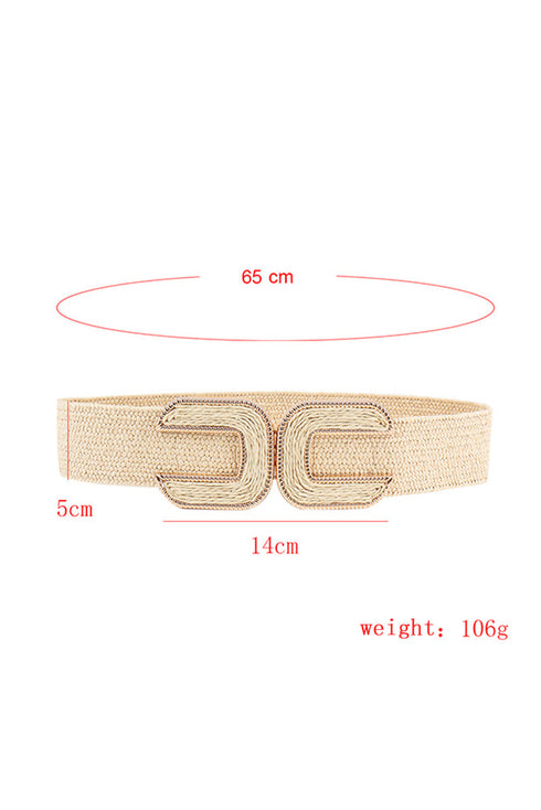 Braided Straw Texture Elastic Wide Waist Cinching Belt