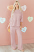Braided Textured Ruffle Hem Wide Leg Pant Set