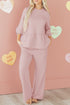 Braided Textured Ruffle Hem Wide Leg Pant Set