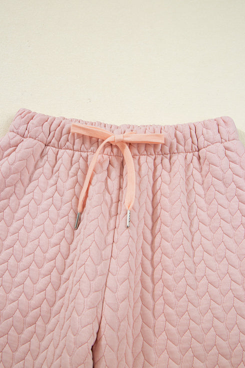 Braided Textured Ruffle Hem Wide Leg Pant Set