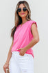 Braided Trim Cap Sleeve Crew Neck Jersey Top