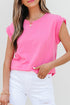Braided Trim Cap Sleeve Crew Neck Jersey Top