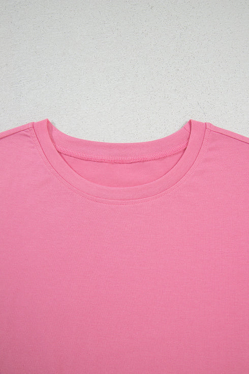 Braided Trim Cap Sleeve Crew Neck Jersey Top