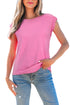Braided Trim Cap Sleeve Crew Neck Jersey Top