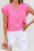 Braided Trim Cap Sleeve Crew Neck Jersey Top