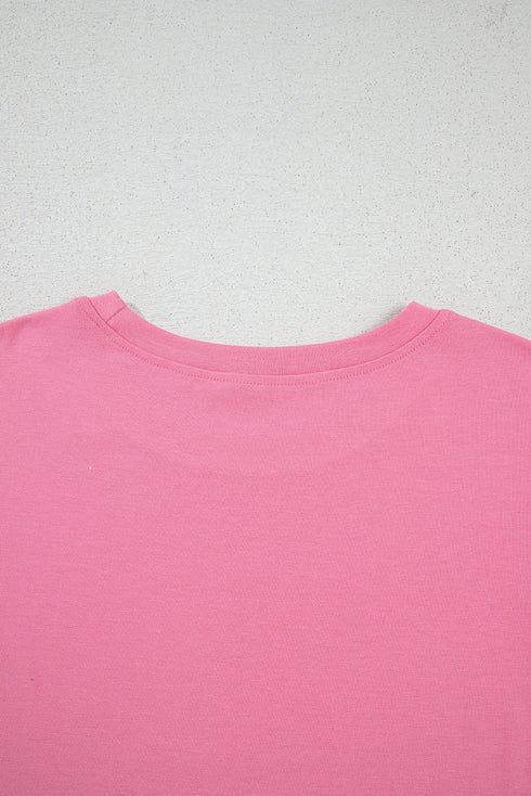 Braided Trim Cap Sleeve Crew Neck Jersey Top