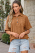 Breathable Waffle Knit Chest Pocket Round Hem Polo Tee