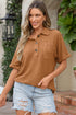 Breathable Waffle Knit Chest Pocket Round Hem Polo Tee