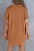 Breathable Waffle Knit Chest Pocket Round Hem Polo Tee