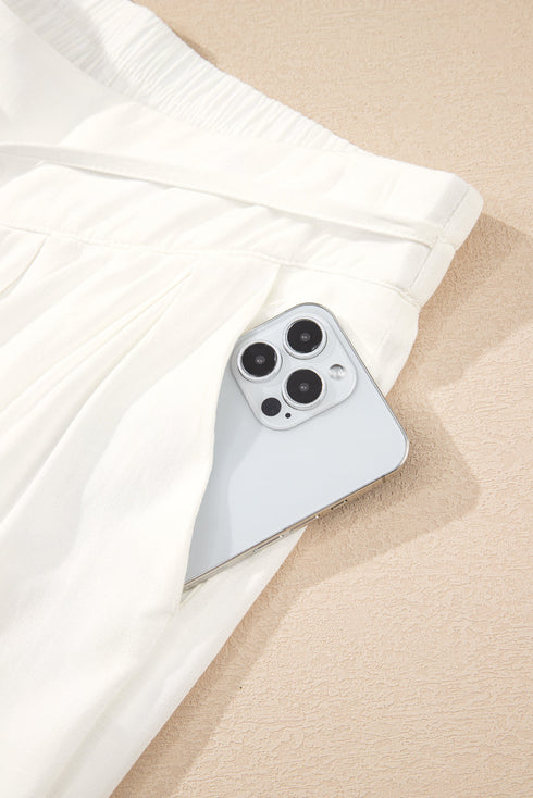 Breezy Pleated Drawstring Waist Wide Leg Flowy Palazzo Pants