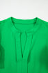 Bright Green Double Ruffle Sleeve Split V Neck Peplum Blouse