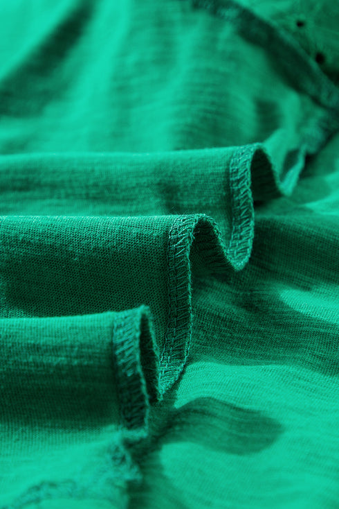 Bright Green Eyelet Embroidered Patchwork Shift Top
