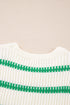 Bright Green Striped Round Neck Casual Sweater Vest