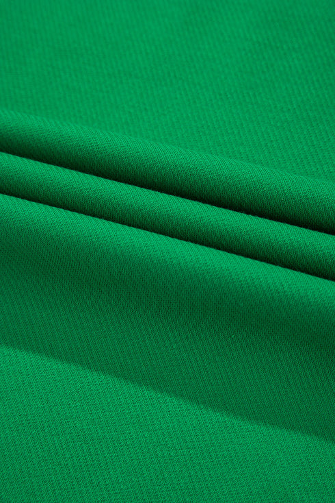 Bright Green Two Tone Contrast Textured Crewneck Tee and Shorts Set