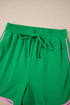 Bright Green Two Tone Contrast Textured Crewneck Tee and Shorts Set