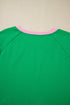 Bright Green Two Tone Contrast Textured Crewneck Tee and Shorts Set