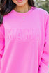 Bright Pink Letter Embossed Casual Sweatshirt