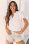 Broderie Anglaise Cotton Ruffle Sleeve High Neck Blouse