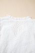 Broderie Anglaise Cotton Ruffle Sleeve High Neck Blouse