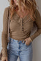 Broderie Anglaise Trimmed Ribbed Knit Fitted Long Sleeve Top
