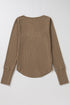 Broderie Anglaise Trimmed Ribbed Knit Fitted Long Sleeve Top