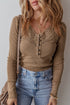 Broderie Anglaise Trimmed Ribbed Knit Fitted Long Sleeve Top