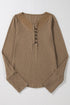 Broderie Anglaise Trimmed Ribbed Knit Fitted Long Sleeve Top