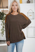 Brown Exposed Seam Patchwork Ribbed Knit Oversized Top