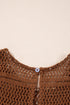 Brown Eyelet Knit Yoke Patchwork Printed Flowy Fit Tank Top