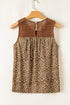 Brown Eyelet Knit Yoke Patchwork Printed Flowy Fit Tank Top