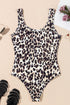 Brown Leopard Print U Neck Sleeveless Bodysuit