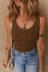 Brown Leopard Printed Sleeveless Scoop Neck Bodysuit