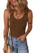 Brown Leopard Printed Sleeveless Scoop Neck Bodysuit