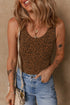 Brown Leopard Printed Sleeveless Scoop Neck Bodysuit