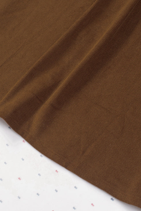 Brown Plaid Patchwork Corduroy Shirt Jacket With Pocket