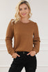 Brown Solid Color Quilted Puff Sleeve Pullover Sweatshirt
