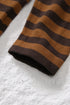 Brown Striped Knit Quarter Zip Hoodie