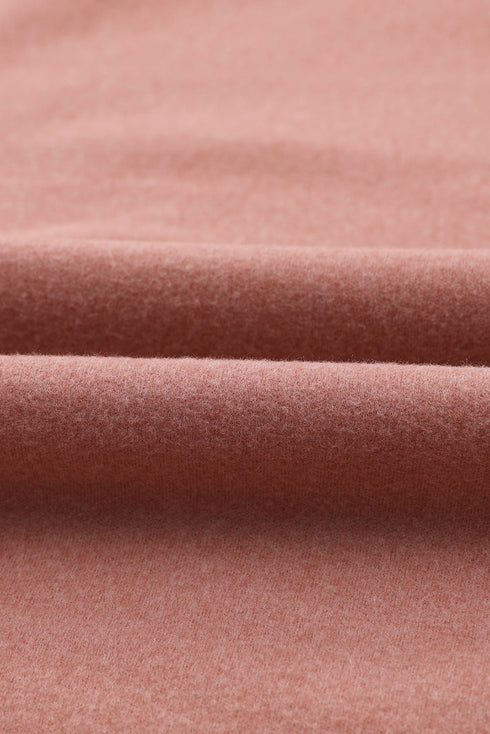 Brown Waffle Knit Patchwork Drawstring V Neck Hoodie