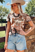 Brown Western Horseshoe Printed Mesh T Shirt
