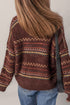 Brushed Jacquard Stripe Drop Shoulder Crewneck Relaxed Fit Sweater