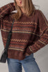 Brushed Jacquard Stripe Drop Shoulder Crewneck Relaxed Fit Sweater