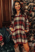 Brushed Plaid Button Front Side Slit Tunic Shacket