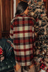 Brushed Plaid Button Front Side Slit Tunic Shacket
