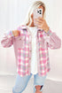 Brushed Plaid Corduroy Patchwork Flap Pocket Shacket