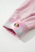 Brushed Plaid Corduroy Patchwork Flap Pocket Shacket