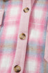 Brushed Plaid Corduroy Patchwork Flap Pocket Shacket