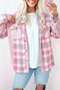 Brushed Plaid Corduroy Patchwork Flap Pocket Shacket