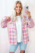 Brushed Plaid Corduroy Patchwork Flap Pocket Shacket