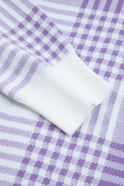 Brushed Plaid Pattern Mock Layer Long Sleeve Top
