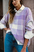 Brushed Plaid Pattern Mock Layer Long Sleeve Top